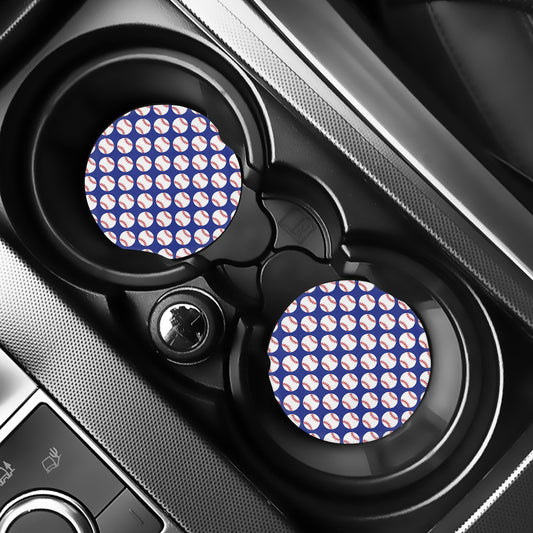 Blue Baseball Pattern Print Car Coasters