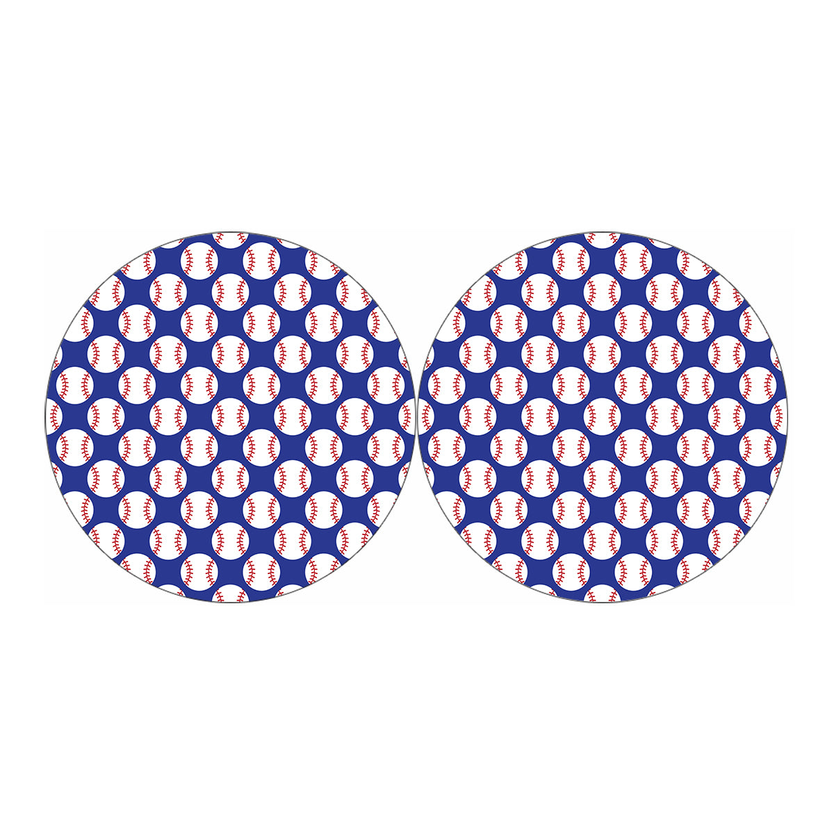 Blue Baseball Pattern Print Car Coasters