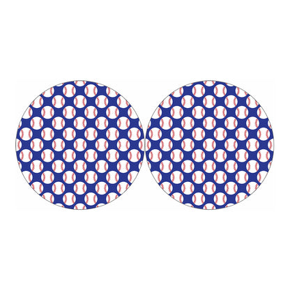 Blue Baseball Pattern Print Car Coasters
