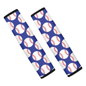 Blue Baseball Pattern Print Car Seat Belt Covers