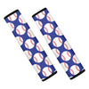 Blue Baseball Pattern Print Car Seat Belt Covers