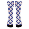 Blue Baseball Pattern Print Crew Socks