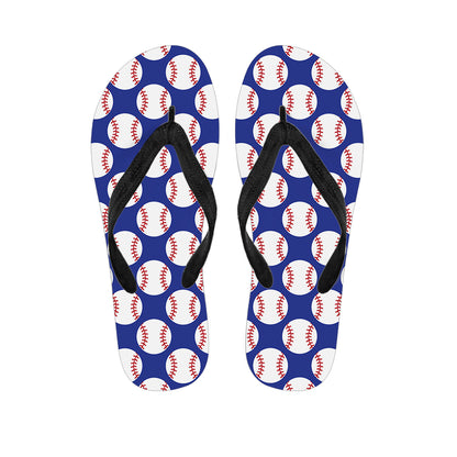 Blue Baseball Pattern Print Flip Flops