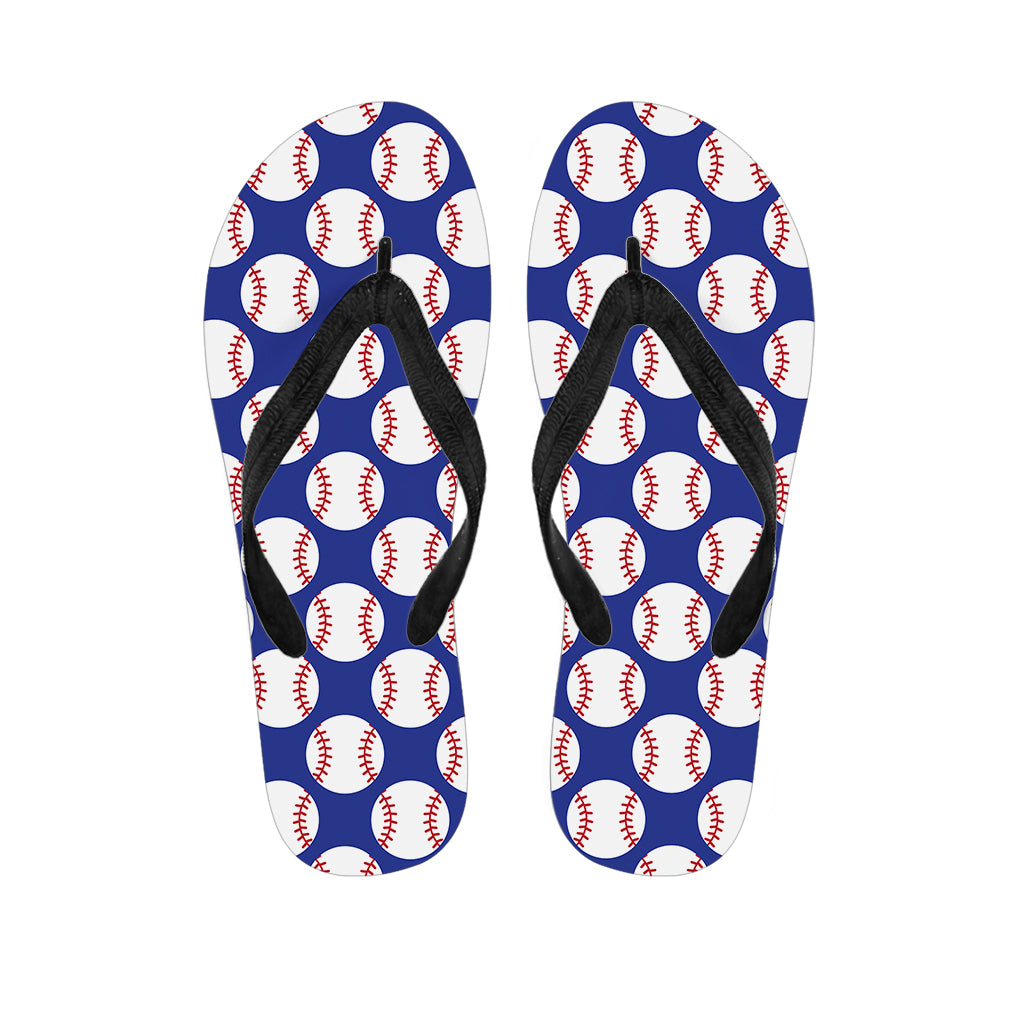 Blue Baseball Pattern Print Flip Flops