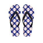 Blue Baseball Pattern Print Flip Flops