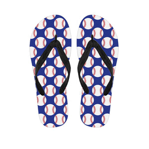 Blue Baseball Pattern Print Flip Flops