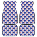 Blue Baseball Pattern Print Front and Back Car Floor Mats