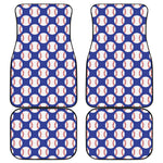 Blue Baseball Pattern Print Front and Back Car Floor Mats