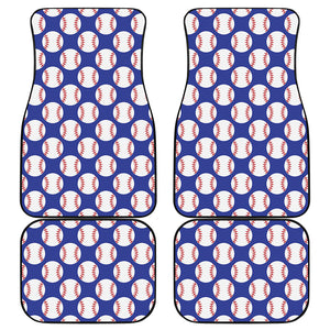 Blue Baseball Pattern Print Front and Back Car Floor Mats