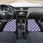 Blue Baseball Pattern Print Front and Back Car Floor Mats