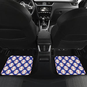 Blue Baseball Pattern Print Front and Back Car Floor Mats