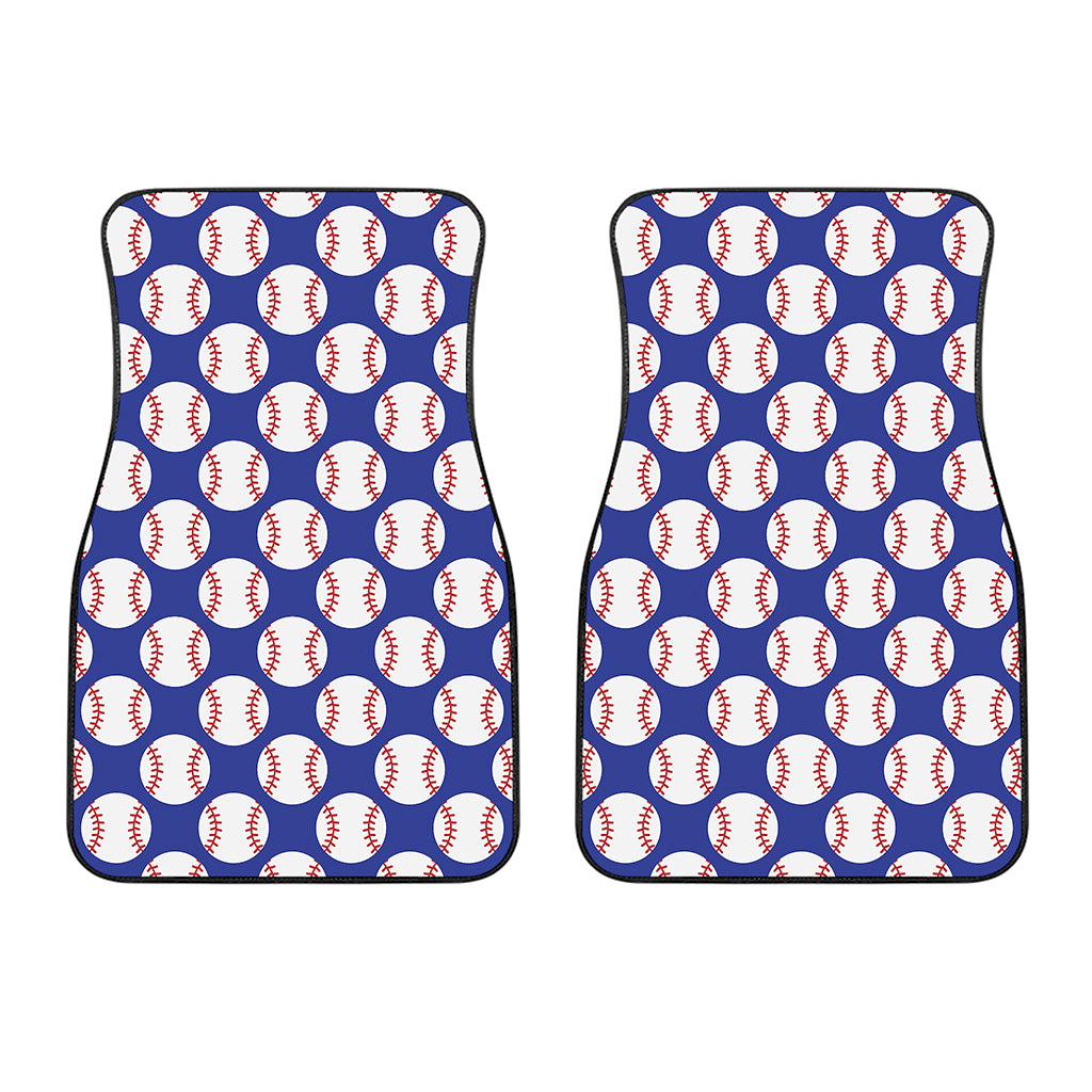 Blue Baseball Pattern Print Front Car Floor Mats