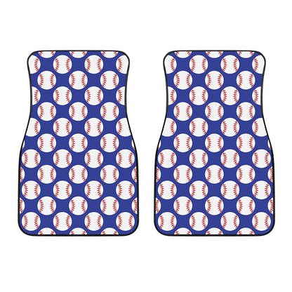 Blue Baseball Pattern Print Front Car Floor Mats