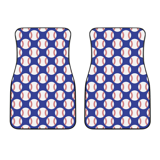 Blue Baseball Pattern Print Front Car Floor Mats
