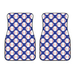 Blue Baseball Pattern Print Front Car Floor Mats