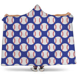 Blue Baseball Pattern Print Hooded Blanket