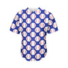 Blue Baseball Pattern Print Men's Baseball Jersey