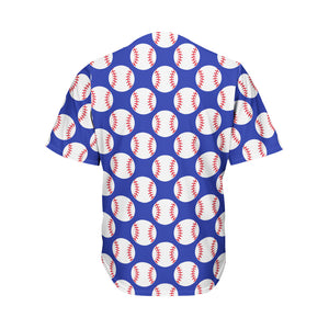 Blue Baseball Pattern Print Men's Baseball Jersey