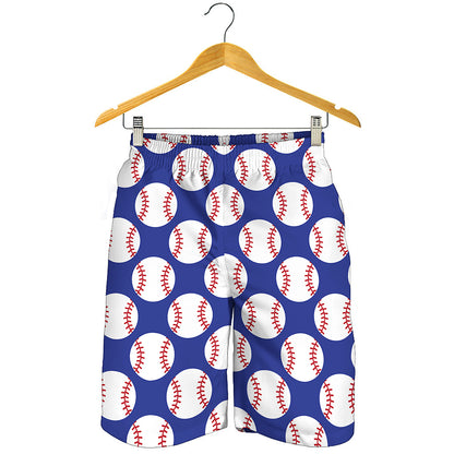 Blue Baseball Pattern Print Men's Shorts