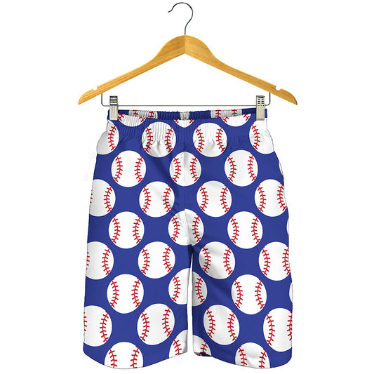 Blue Baseball Pattern Print Men's Shorts