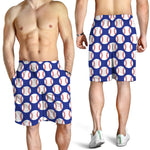Blue Baseball Pattern Print Men's Shorts