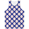 Blue Baseball Pattern Print Men's Tank Top