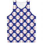 Blue Baseball Pattern Print Men's Tank Top