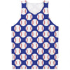 Blue Baseball Pattern Print Men's Tank Top