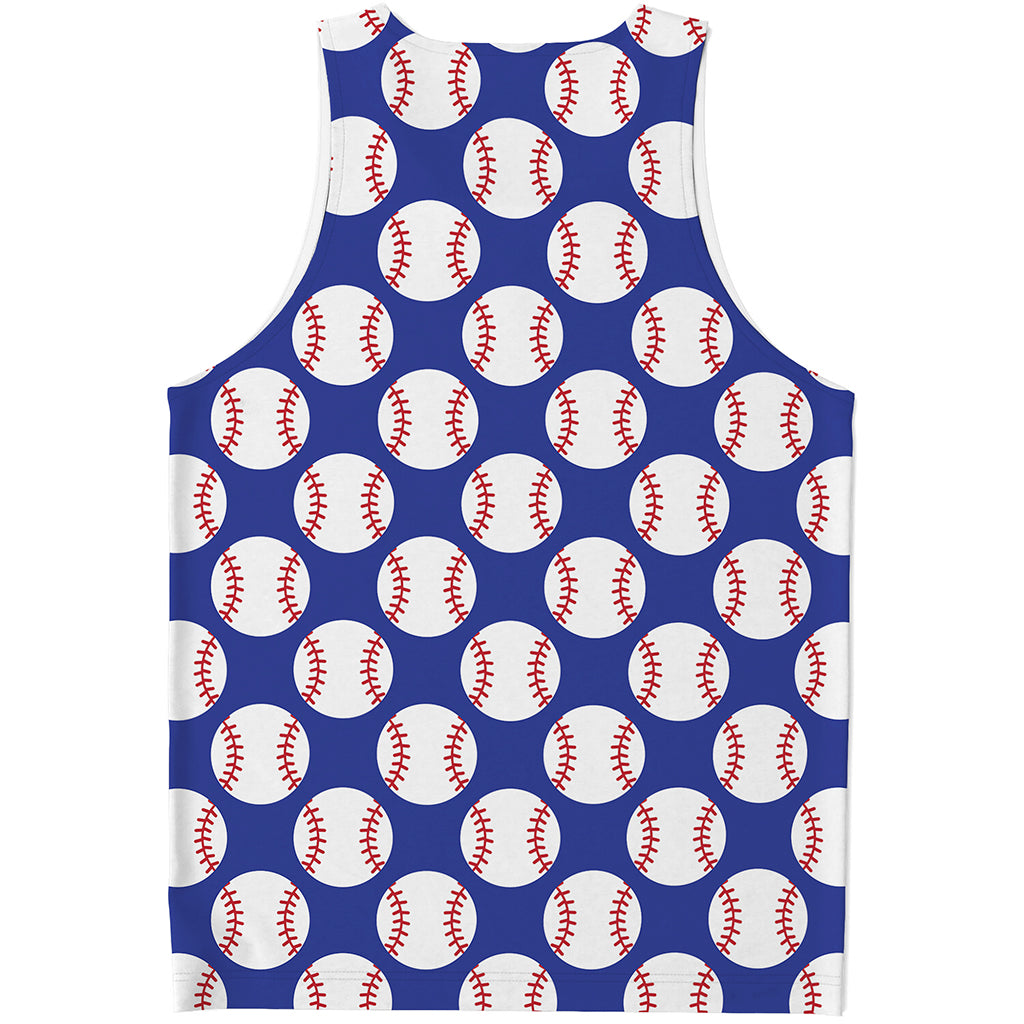 Blue Baseball Pattern Print Men's Tank Top