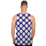 Blue Baseball Pattern Print Men's Tank Top