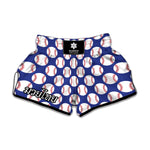 Blue Baseball Pattern Print Muay Thai Boxing Shorts