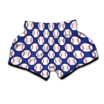 Blue Baseball Pattern Print Muay Thai Boxing Shorts