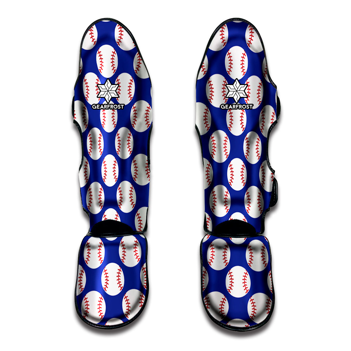 Blue Baseball Pattern Print Muay Thai Shin Guard