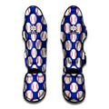 Blue Baseball Pattern Print Muay Thai Shin Guards