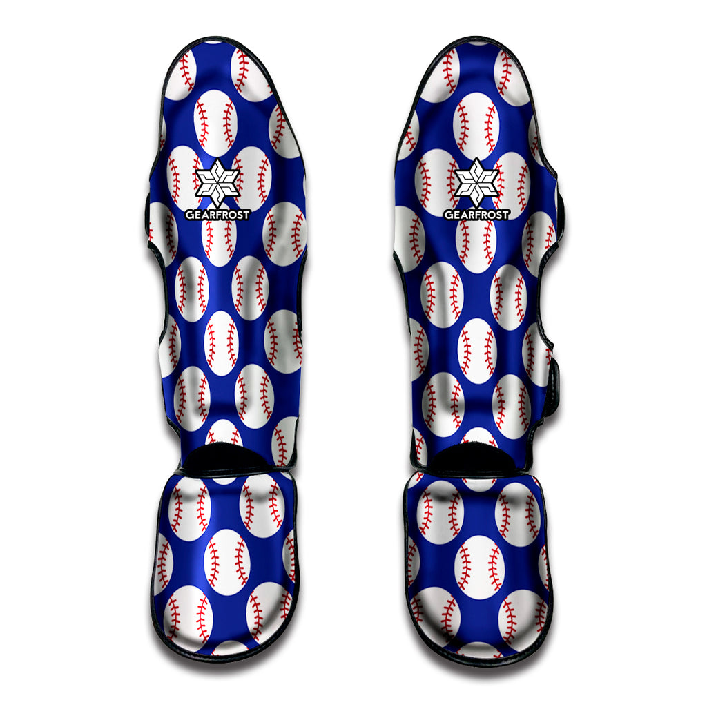 Blue Baseball Pattern Print Muay Thai Shin Guard