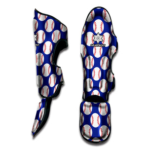 Blue Baseball Pattern Print Muay Thai Shin Guard