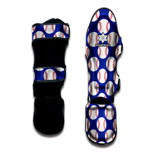 Blue Baseball Pattern Print Muay Thai Shin Guard