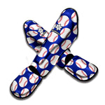 Blue Baseball Pattern Print Muay Thai Shin Guard