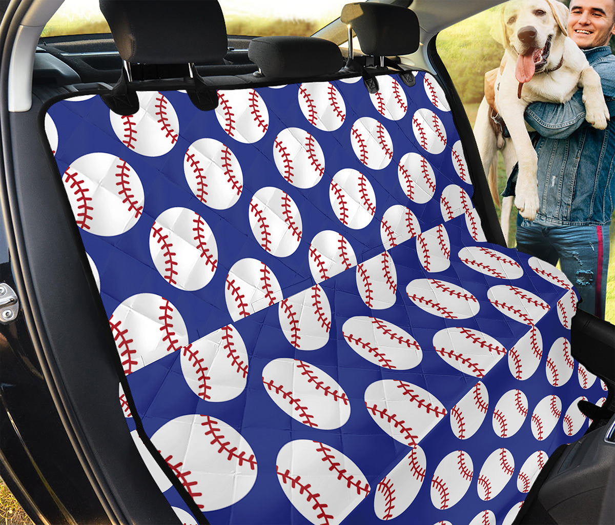 Blue Baseball Pattern Print Pet Car Back Seat Cover