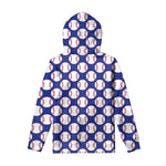 Blue Baseball Pattern Print Pullover Hoodie