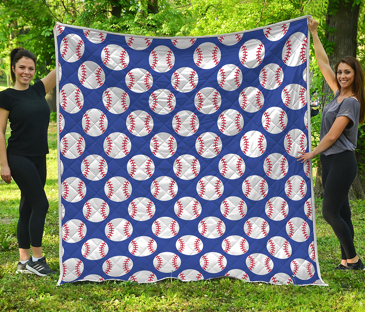 Blue Baseball Pattern Print Quilt
