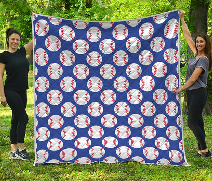 Blue Baseball Pattern Print Quilt