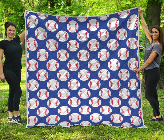 Blue Baseball Pattern Print Quilt