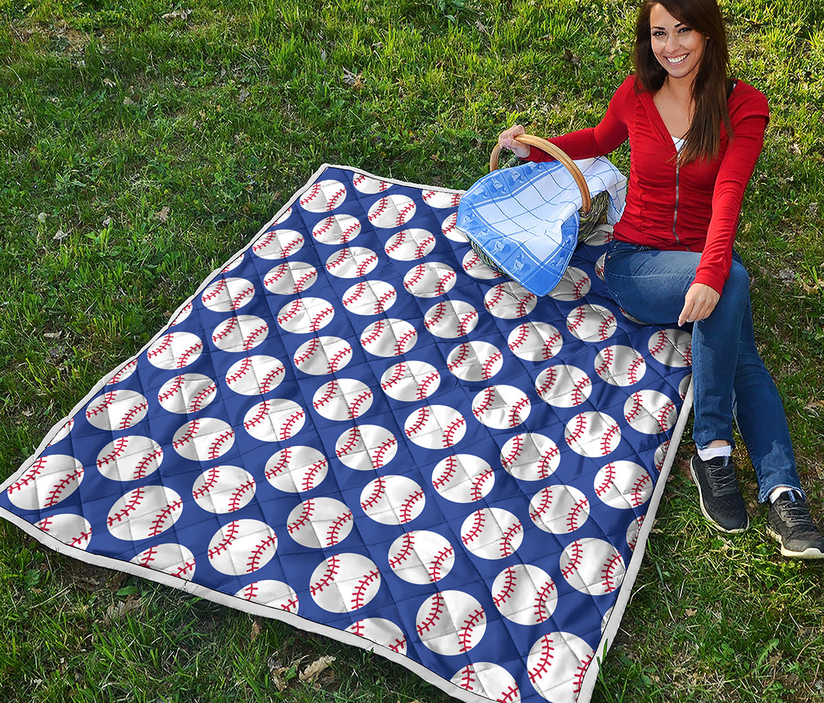 Blue Baseball Pattern Print Quilt