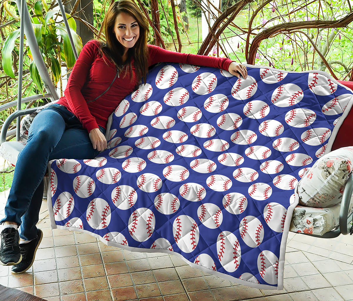 Blue Baseball Pattern Print Quilt
