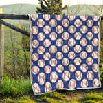Blue Baseball Pattern Print Quilt