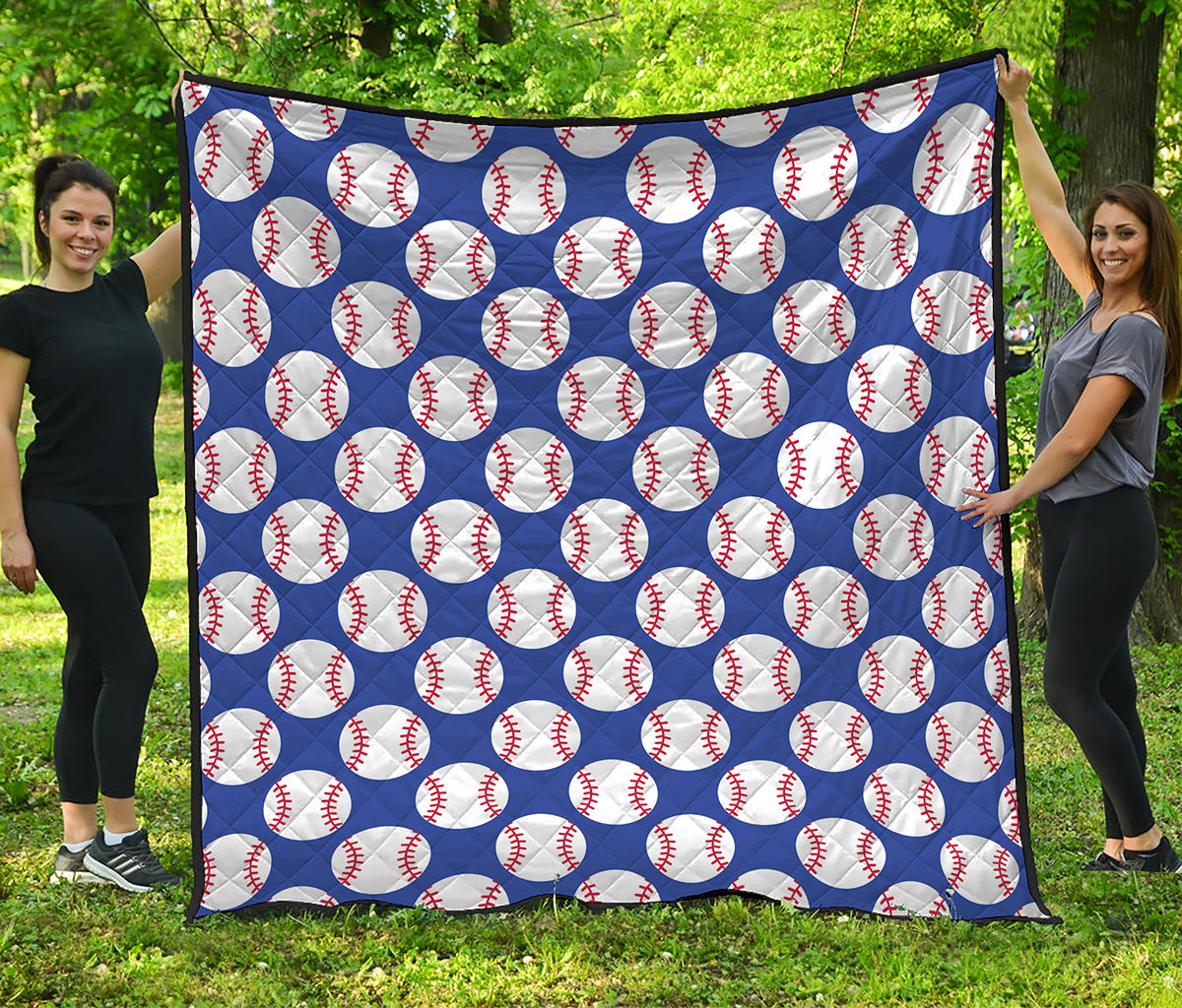 Blue Baseball Pattern Print Quilt