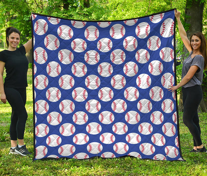 Blue Baseball Pattern Print Quilt