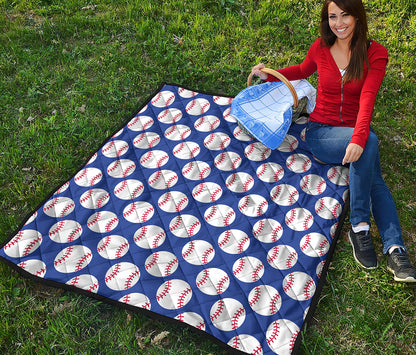 Blue Baseball Pattern Print Quilt