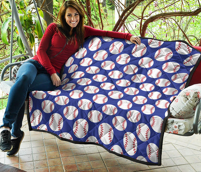 Blue Baseball Pattern Print Quilt